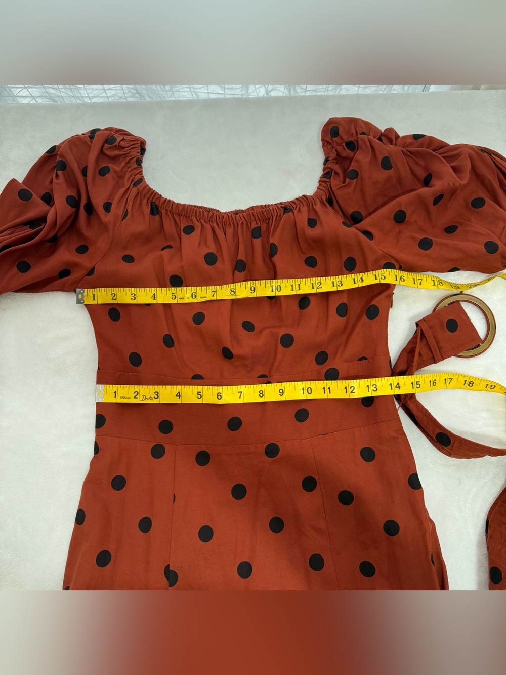Anthropologie Maeve Lucienne Off-The-Shoulder Maxi Dress US 4 Brown Rust Orange - Picture 11 of 13